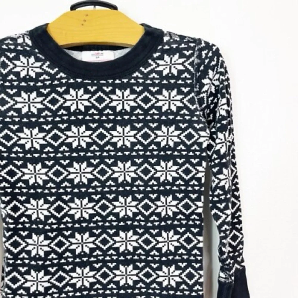 Hanna Andersson Black and White Organic Cotton pajamas set long johns snowflake